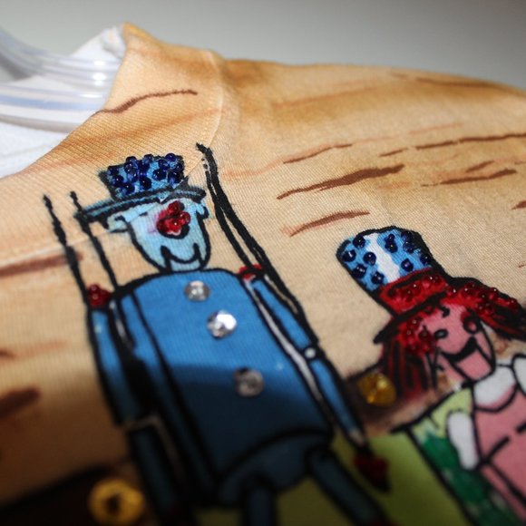 vintage 90s Disney by Joujou Christmas beaded sequin t-shirt Mickey's Workshop - Picture 7 of 16